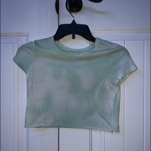 mint and white tye dye cropped shirt